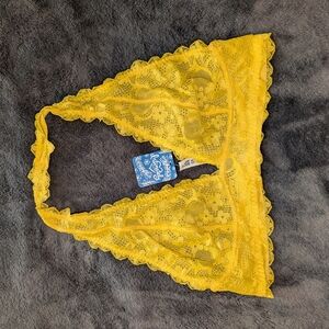 Free People Yellow Lace Bra